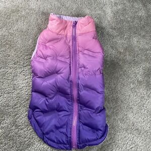 Fabdog Puffer Vest Dog Size M Purple Pink Excellent Ombre Quilted Zip Jacket
